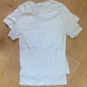 Hanna Andersson Kids Short-Sleeve White undershirts - 4 Pack. sz 120/130 M